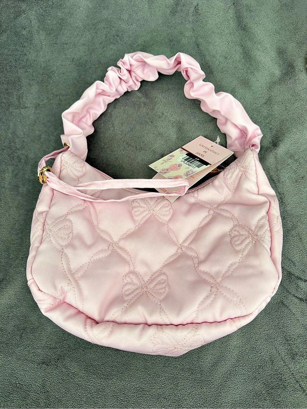 LoveShackFancy yoobi Shoulder Bag Quilted Bow Shoulder Bag in Pink NWT